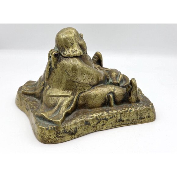 Antique Daniel Lambert Brass Inkwell: English Office Decor, 1900s - Picture 6 of 10